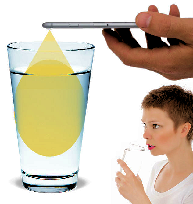 Treating Water with Hydration App Illuminating Water with the Flashlight