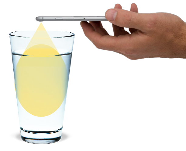 Treating Water with Hydration App Illuminating Water with the Flashlight