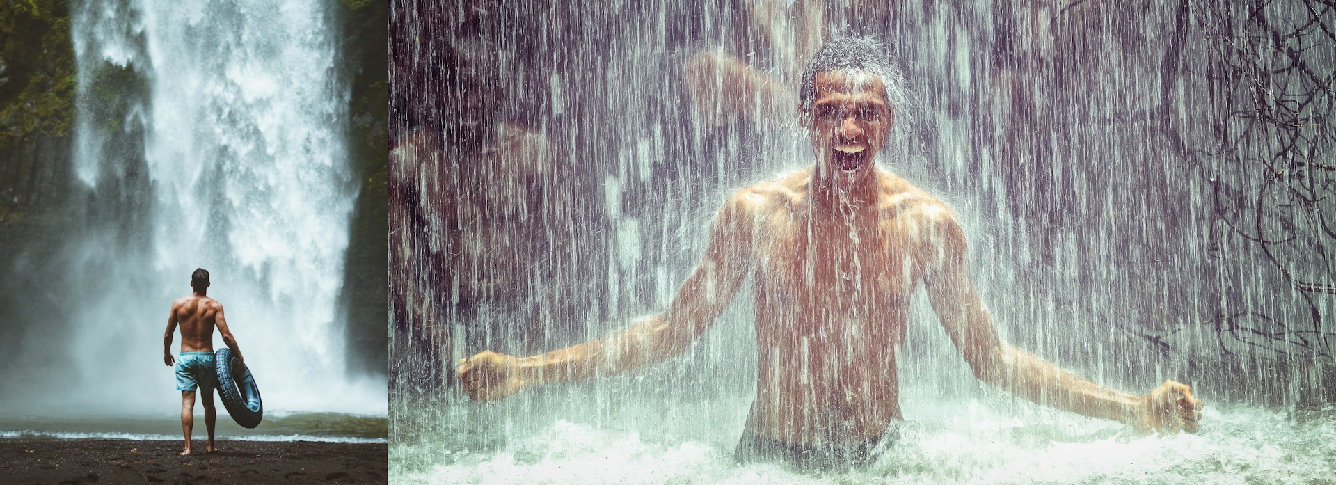 Grounding is Important Picture of man bathing in a waterfall